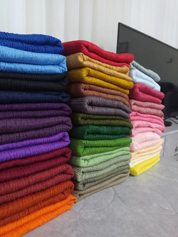 شال پفکی زنانه قواره بزرگ رنگ بندی